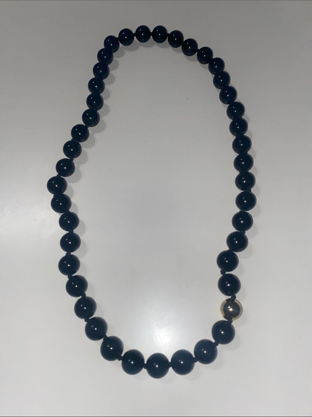 Black Beaded Necklace with Gold Accent